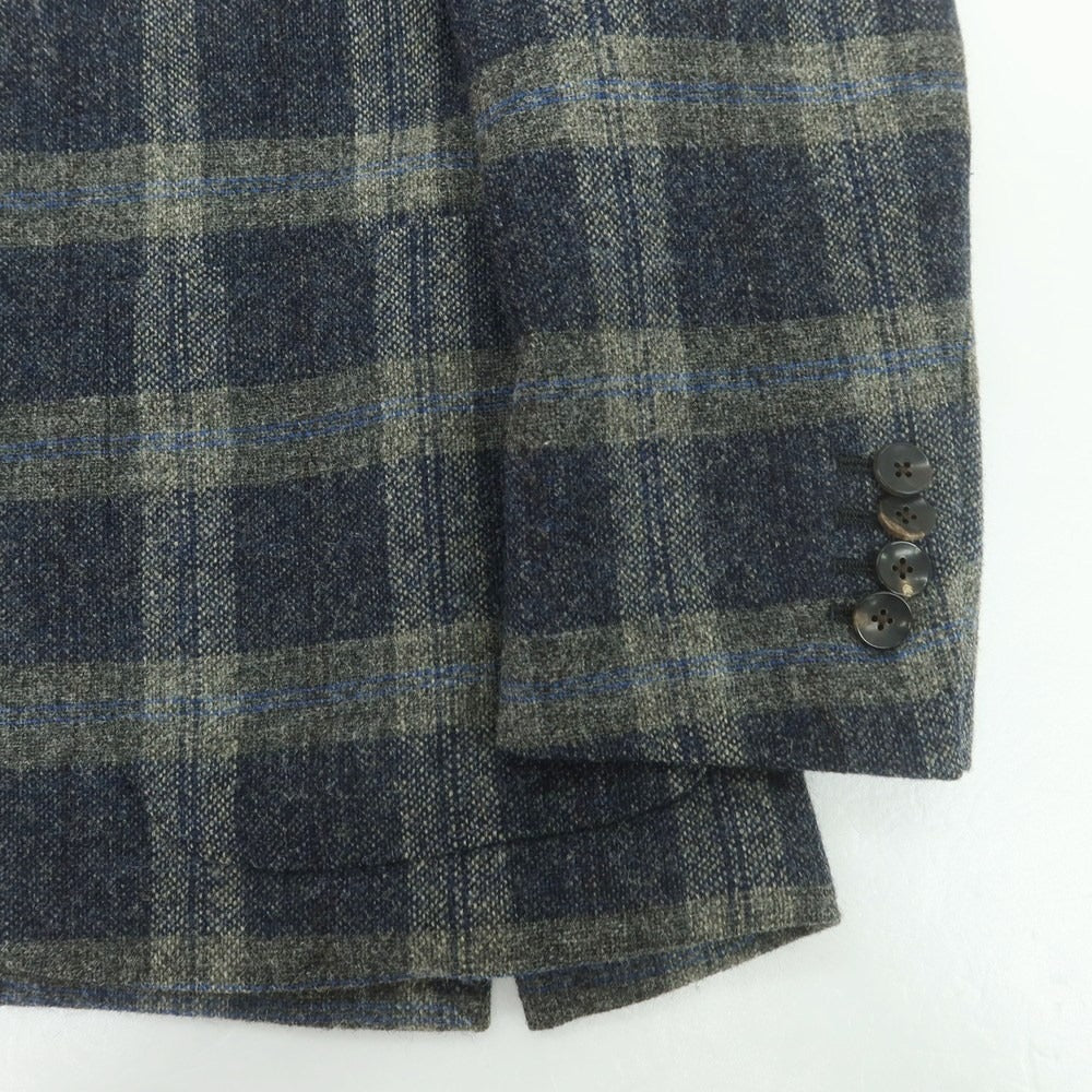 【中古】ラルディーニ LARDINI ウール チェック テーラードジャケット ネイビーxグレー系【サイズ42】【 状態ランクB 】【 メンズ 】 [DPD]