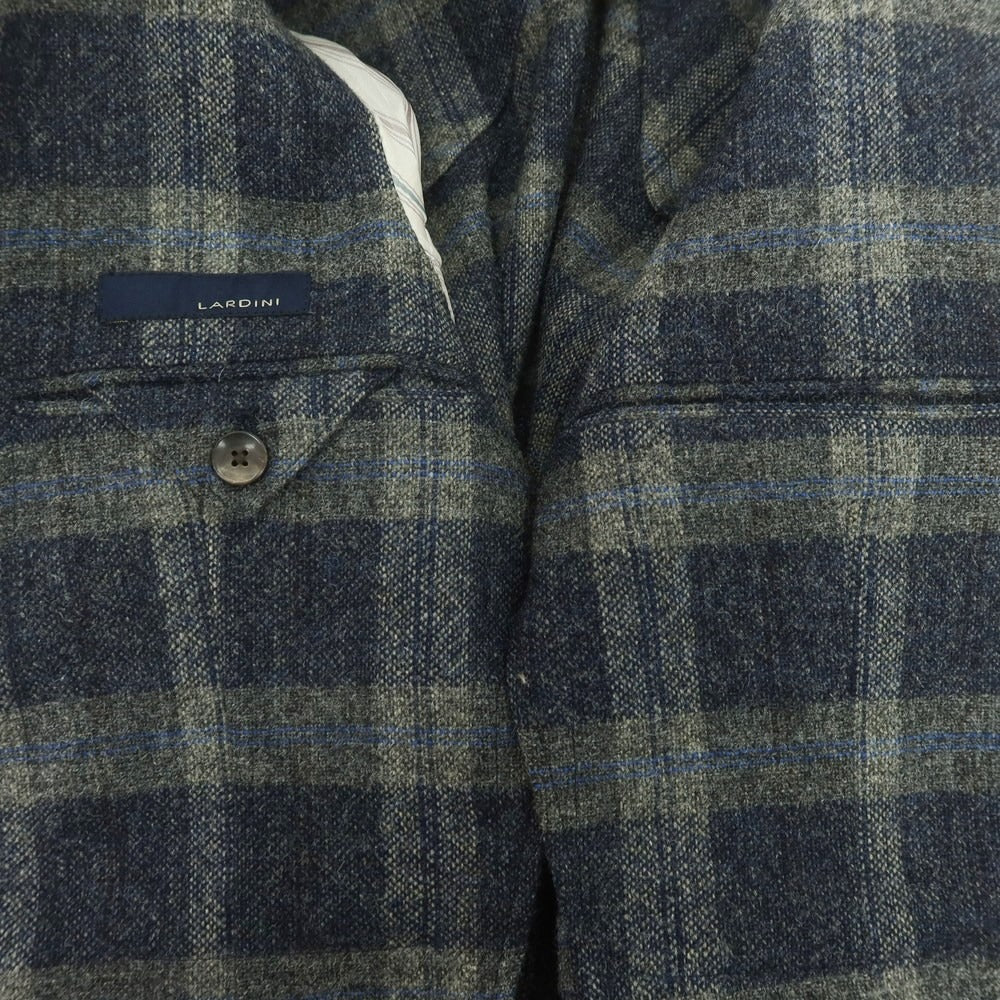 【中古】ラルディーニ LARDINI ウール チェック テーラードジャケット ネイビーxグレー系【サイズ42】【 状態ランクB 】【 メンズ 】 [DPD]