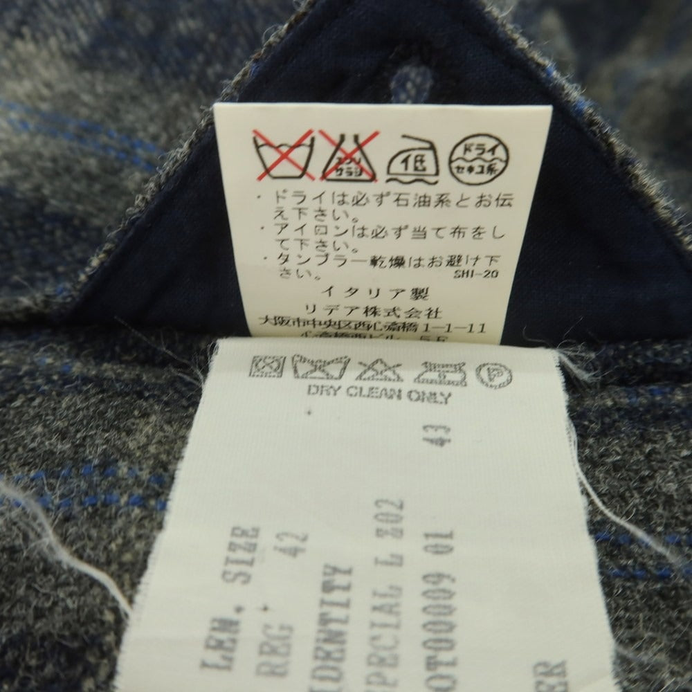 【中古】ラルディーニ LARDINI ウール チェック テーラードジャケット ネイビーxグレー系【サイズ42】【 状態ランクB 】【 メンズ 】 [DPD]