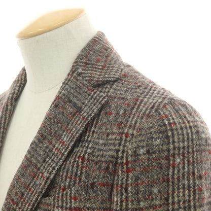 【中古】エルネスト ernesto GFB アルパカ チェック テーラードジャケット ブラウンxレッド【 44 】【 状態ランクB 】【 メンズ 】
