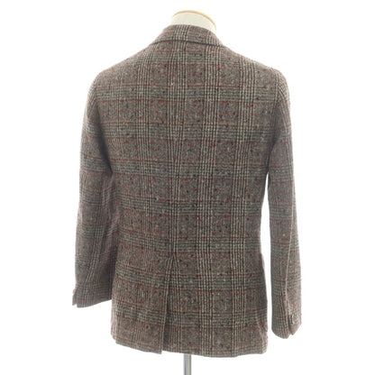 【中古】エルネスト ernesto GFB アルパカ チェック テーラードジャケット ブラウンxレッド【 44 】【 状態ランクB 】【 メンズ 】