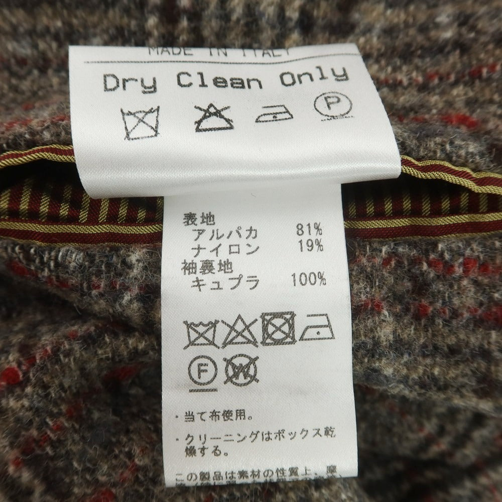 【中古】エルネスト ernesto GFB アルパカ チェック テーラードジャケット ブラウンxレッド【 44 】【 状態ランクB 】【 メンズ 】
