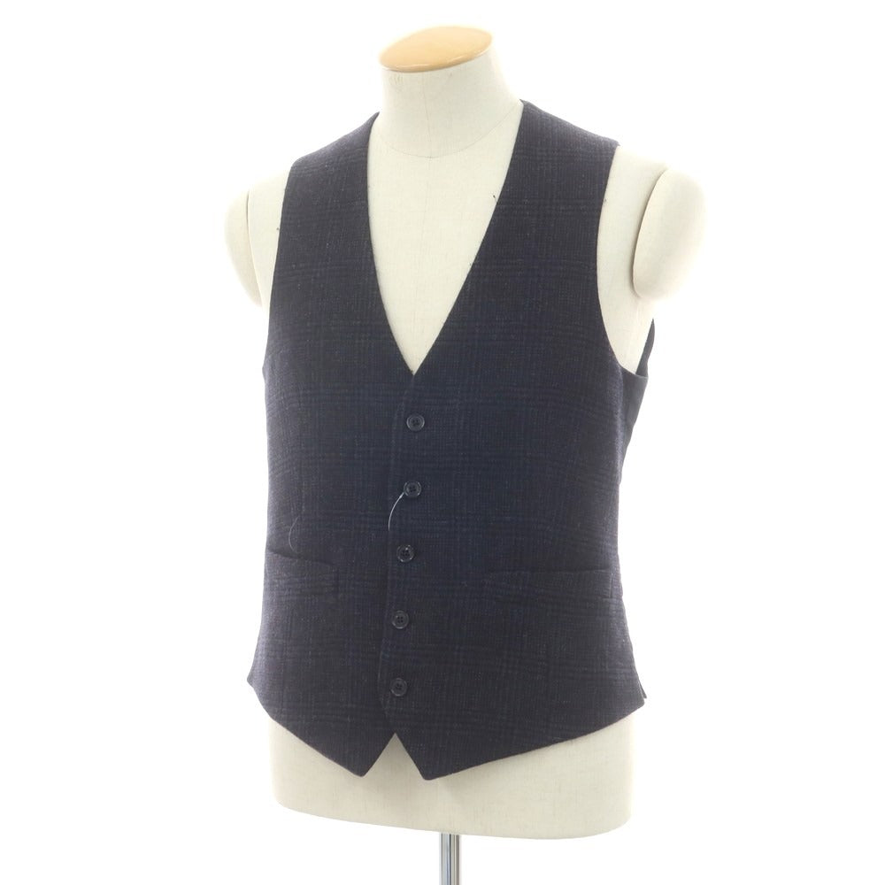 【中古】ラルディーニ LARDINI ウール チェック ドレス系ジレ ネイビー【 サイズ44 】【 状態ランクC 】【 メンズ 】 [CPD]