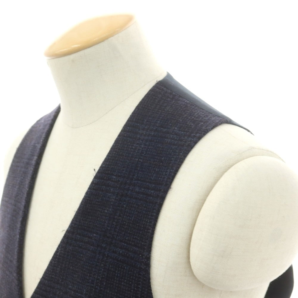 【中古】ラルディーニ LARDINI ウール チェック ドレス系ジレ ネイビー【 44 】【 状態ランクC 】【 メンズ 】