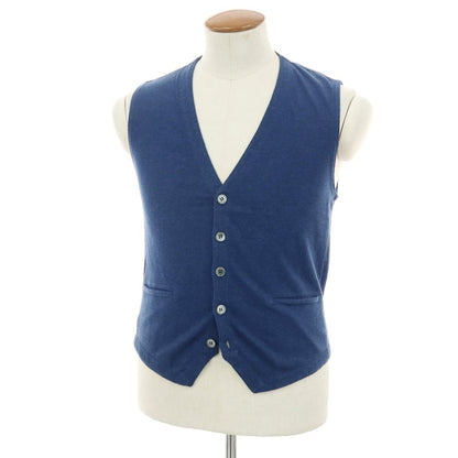 【中古】グランサッソ GRAN SASSO ハイゲージ コットン ニットベスト ジレ ネイビーブルー【サイズ46】【 状態ランクC 】【 メンズ 】