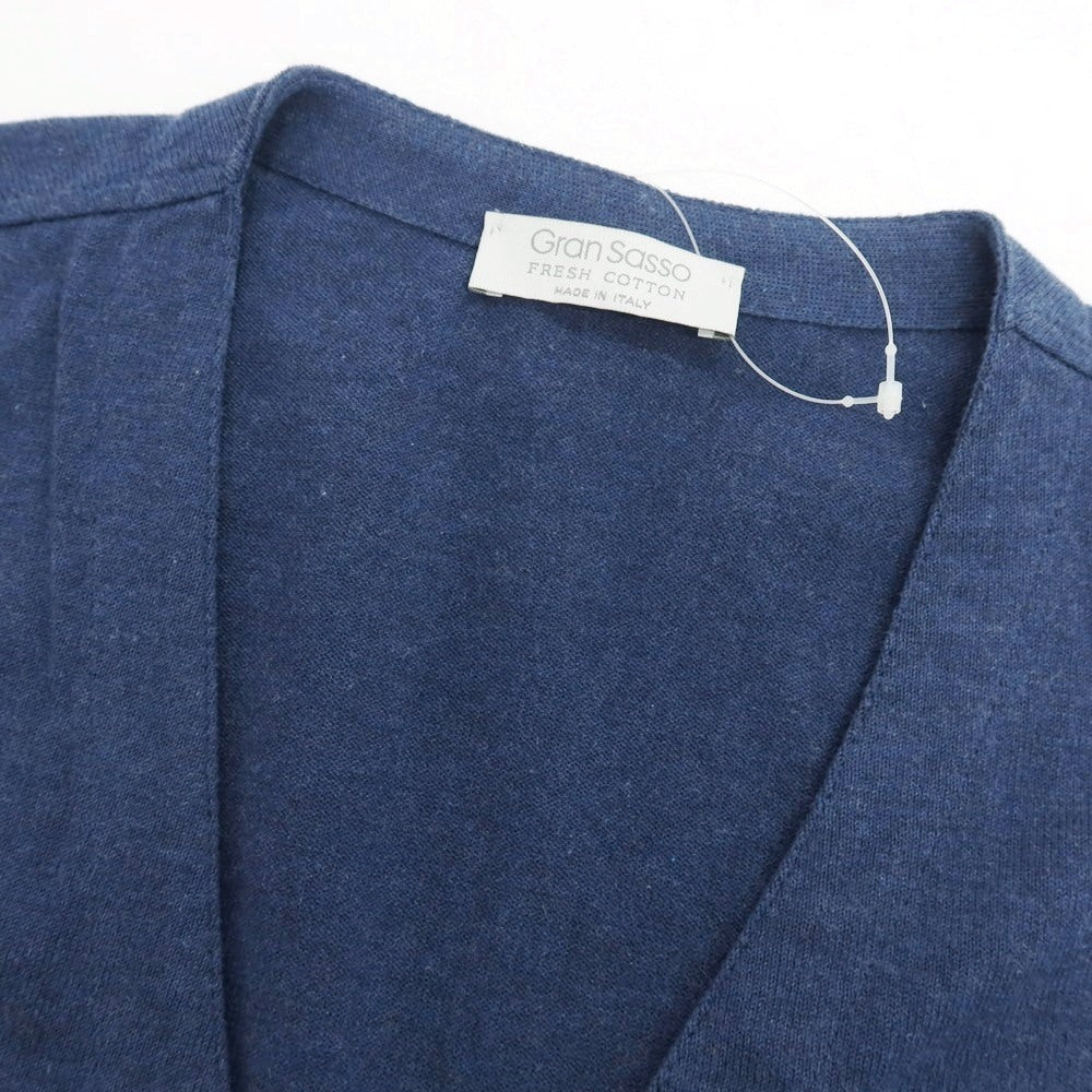 【中古】グランサッソ GRAN SASSO ハイゲージ コットン ニットベスト ジレ ネイビーブルー【サイズ46】【 状態ランクC 】【 メンズ 】