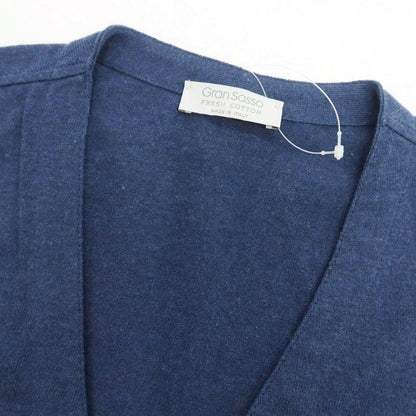 【中古】グランサッソ GRAN SASSO ハイゲージ コットン ニットベスト ジレ ネイビーブルー【サイズ46】【 状態ランクC 】【 メンズ 】