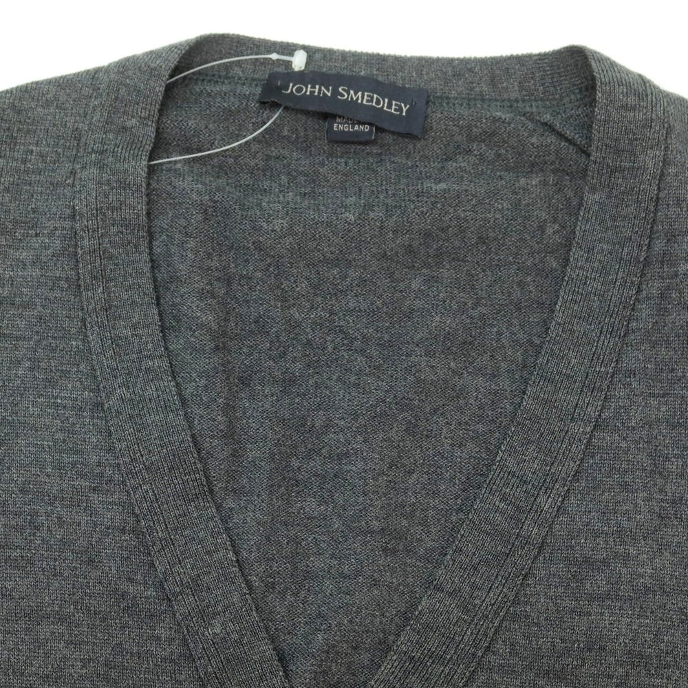 【中古】ジョンスメドレー JOHN SMEDLEY ハイゲージ ウール カーディガン ダークグレー【 S 】【 状態ランクC 】【 メンズ 】