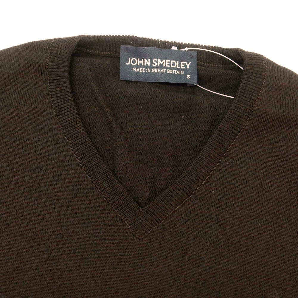 【中古】ジョンスメドレー JOHN SMEDLEY ハイゲージ ウール Vネック プルオーバーニット ダークブラウン【 S 】【 状態ランクB 】【 メンズ 】