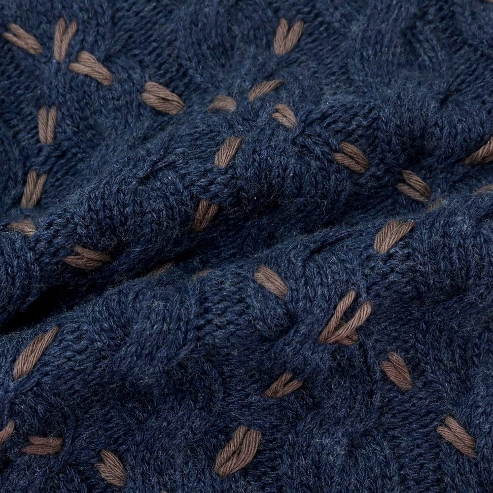 【中古】ヴェルト VERTO ウール クルーネック プルオーバーニット ライトネイビーxブラウン【 S 】【 状態ランクB 】【 メンズ 】