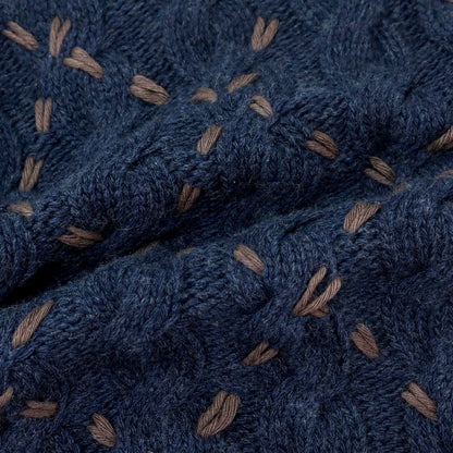 【中古】ヴェルト VERTO ウール クルーネック プルオーバーニット ライトネイビーxブラウン【 S 】【 状態ランクB 】【 メンズ 】