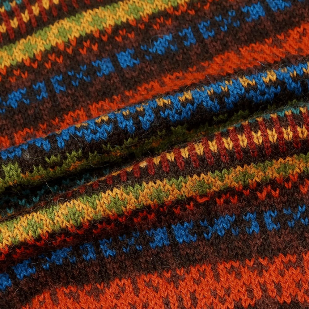 【中古】ラファモリーナ RAffa MOLINA アルパカ Vネック プルオーバーニット ブラウンxマルチカラー【 S 】【 状態ランクB 】【 メンズ 】