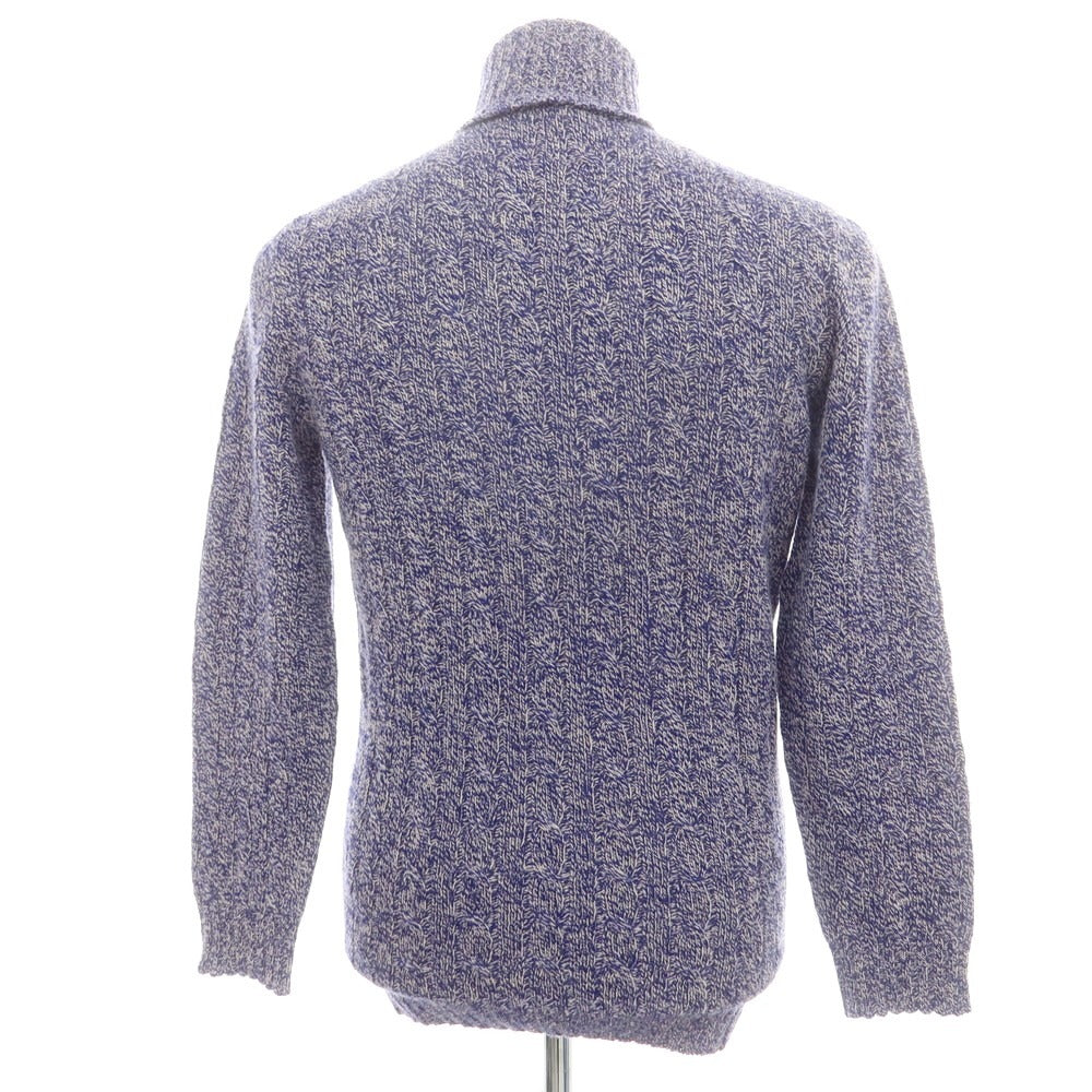 【中古】ドルモア DRUMOHR ウール タートルネック プルオーバーニット ロイヤルブルーxホワイト【 46 】【 状態ランクC 】【 メンズ 】