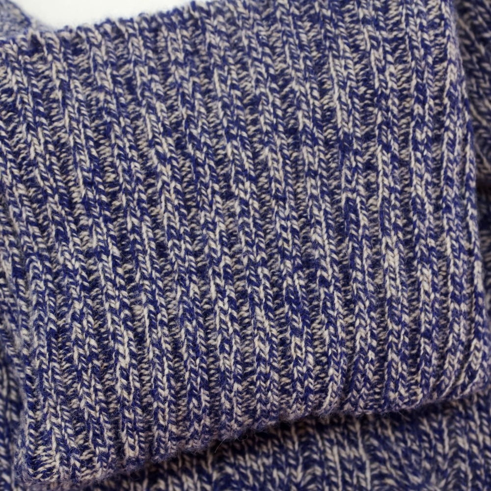 【中古】ドルモア DRUMOHR ウール タートルネック プルオーバーニット ロイヤルブルーxホワイト【 46 】【 状態ランクC 】【 メンズ 】