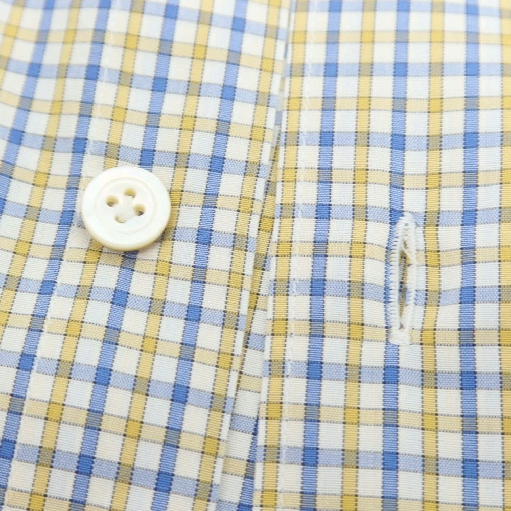 【中古】フィナモレ Finamore コットン チェック ホリゾンタルカラー カジュアルシャツ イエローxブルー【 M 】【 状態ランクB 】【 メンズ 】