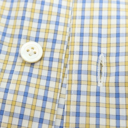 【中古】フィナモレ Finamore コットン チェック ホリゾンタルカラー カジュアルシャツ イエローxブルー【 M 】【 状態ランクB 】【 メンズ 】