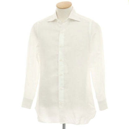【中古】ルイジ ボレッリ Luigi Borrelli コットンリネン ワイドカラー カジュアルシャツ ホワイト【サイズ38】【 状態ランクC 】【 メンズ 】