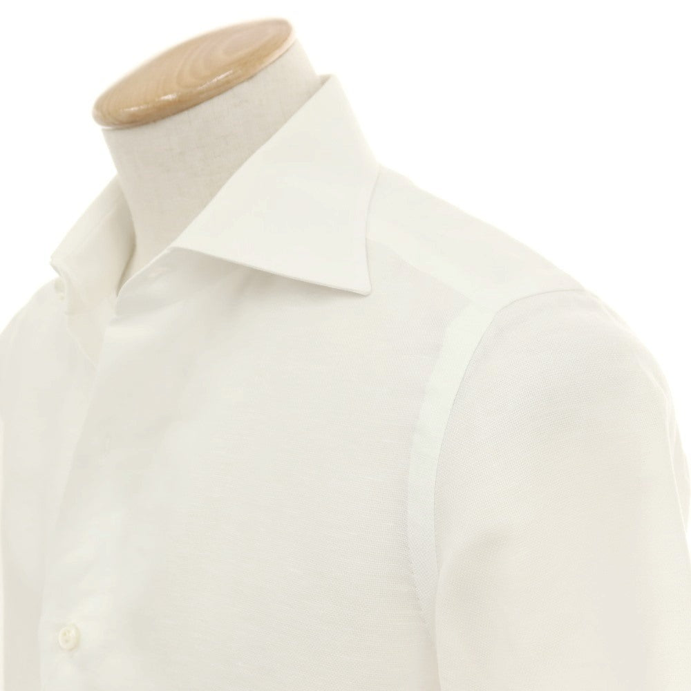 【中古】ルイジ ボレッリ Luigi Borrelli コットンリネン ワイドカラー カジュアルシャツ ホワイト【サイズ38】【 状態ランクC 】【 メンズ 】