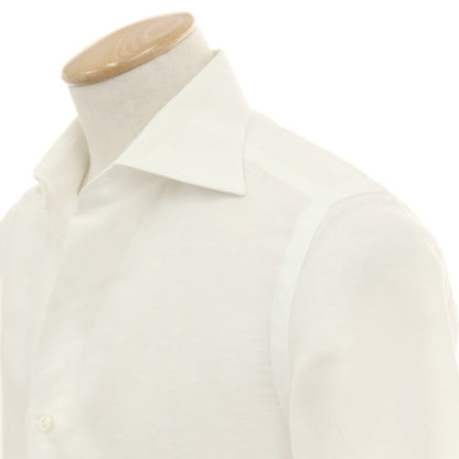 【中古】ルイジ ボレッリ Luigi Borrelli コットンリネン ワイドカラー カジュアルシャツ ホワイト【サイズ38】【 状態ランクC 】【 メンズ 】