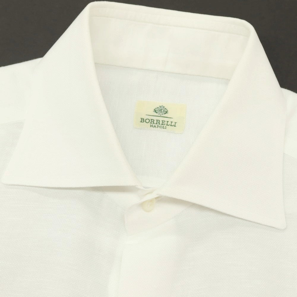 【中古】ルイジ ボレッリ Luigi Borrelli コットンリネン ワイドカラー カジュアルシャツ ホワイト【サイズ38】【 状態ランクC 】【 メンズ 】