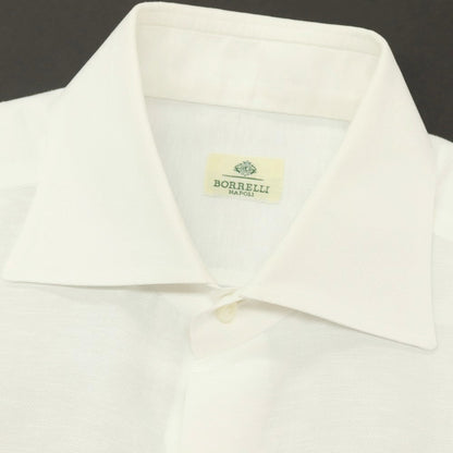 【中古】ルイジ ボレッリ Luigi Borrelli コットンリネン ワイドカラー カジュアルシャツ ホワイト【サイズ38】【 状態ランクC 】【 メンズ 】