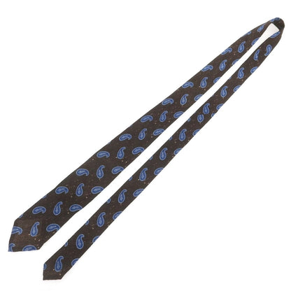 【中古】エレディキャリーニ EREDI CHIARINI ウール プリント ペイズリー柄ネクタイ ダークブラウンxブルー【 状態ランクB 】【 メンズ 】