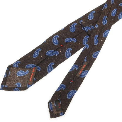 【中古】エレディキャリーニ EREDI CHIARINI ウール プリント ペイズリー柄ネクタイ ダークブラウンxブルー【 状態ランクB 】【 メンズ 】