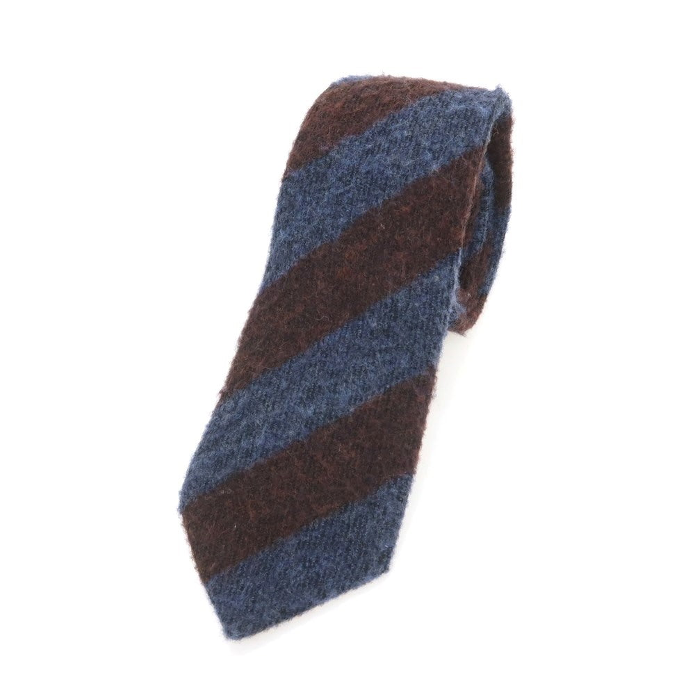 【中古】エレディキャリーニ EREDI CHIARINI ウール ストライプ柄ネクタイ ボルドーxブルー【 状態ランクC 】【 メンズ 】
