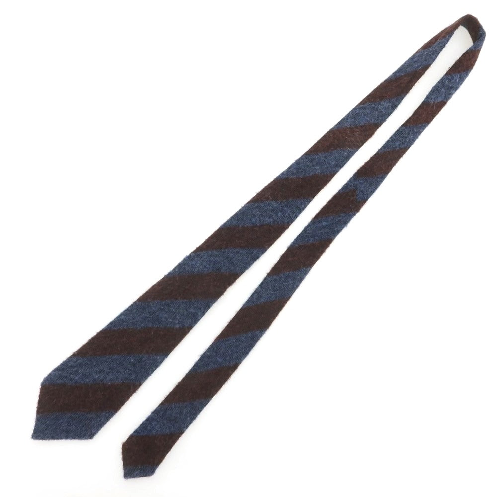 【中古】エレディキャリーニ EREDI CHIARINI ウール ストライプ柄ネクタイ ボルドーxブルー【 状態ランクC 】【 メンズ 】