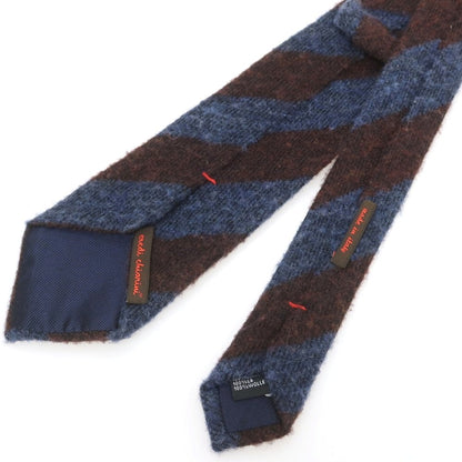 【中古】エレディキャリーニ EREDI CHIARINI ウール ストライプ柄ネクタイ ボルドーxブルー【 状態ランクC 】【 メンズ 】