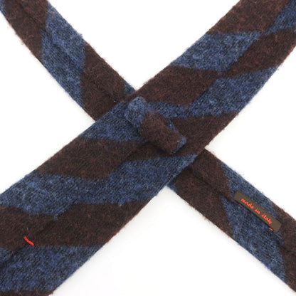 【中古】エレディキャリーニ EREDI CHIARINI ウール ストライプ柄ネクタイ ボルドーxブルー【 状態ランクC 】【 メンズ 】