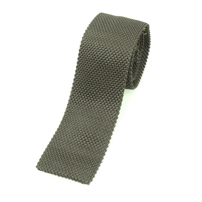 【中古】ボワバン BOIVIN シルク ニットタイ ネクタイ ダークオリーブグリーン系【 状態ランクB 】【 メンズ 】