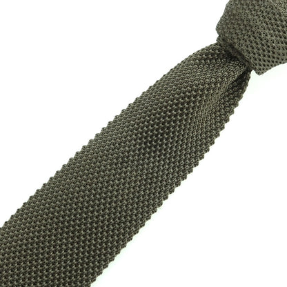 【中古】ボワバン BOIVIN シルク ニットタイ ネクタイ ダークオリーブグリーン系【 状態ランクB 】【 メンズ 】