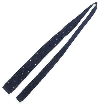 【中古】アスコット ASCOT BEAMS F別注 シルク ドット柄 ニットタイ ネクタイ ネイビーxホワイト【 状態ランクB 】【 メンズ 】