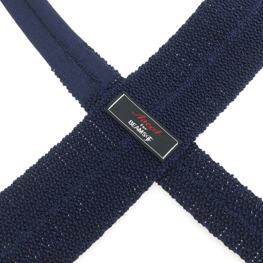 【中古】アスコット ASCOT BEAMS F別注 シルク ドット柄 ニットタイ ネクタイ ネイビーxホワイト【 状態ランクB 】【 メンズ 】