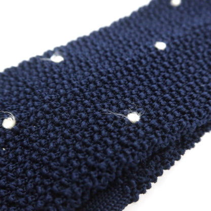 【中古】アスコット ASCOT BEAMS F別注 シルク ドット柄 ニットタイ ネクタイ ネイビーxホワイト【 状態ランクB 】【 メンズ 】