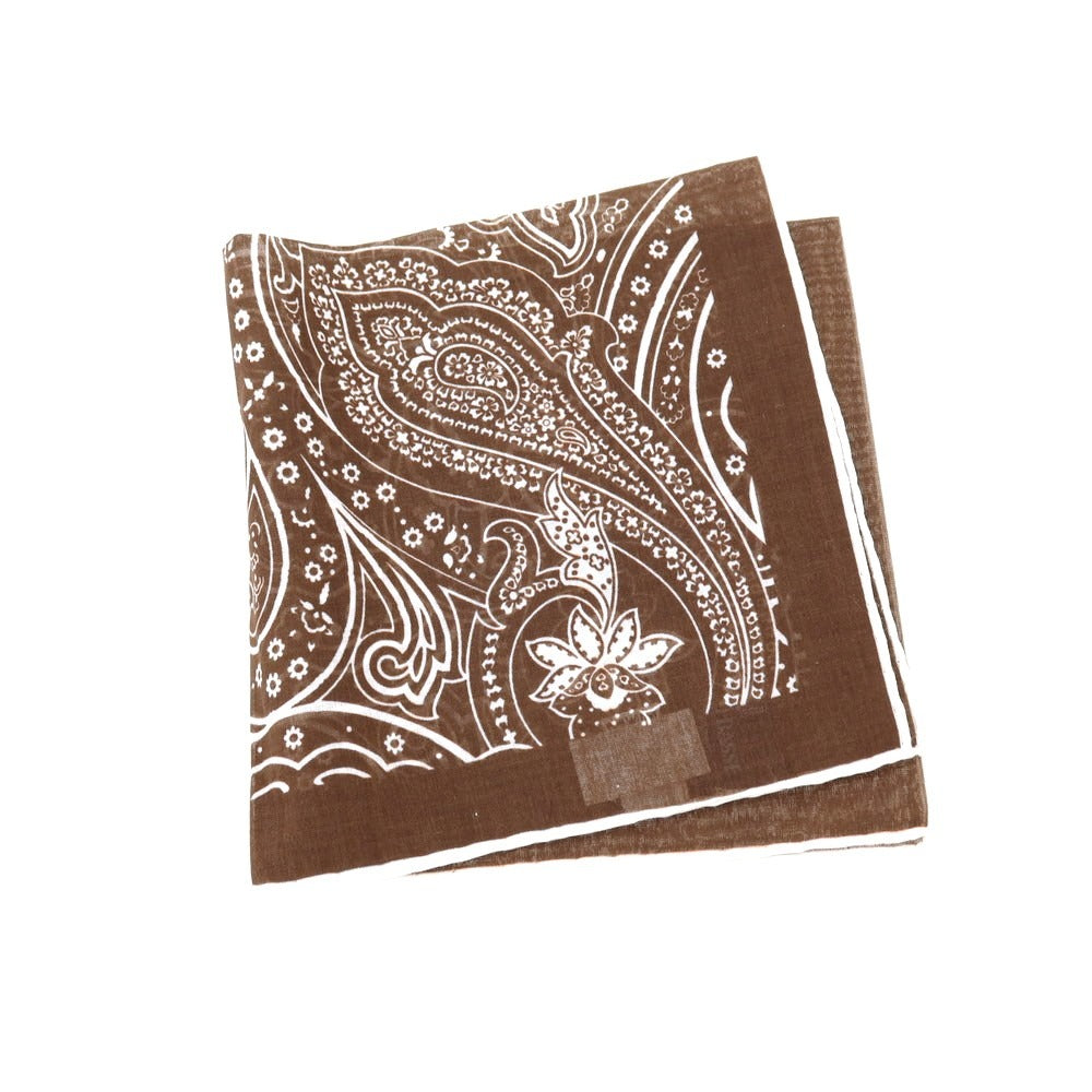 【中古】フランコバッシ FRANCO BASSI コットン ペイズリー柄 ポケットチーフ ブラウンxホワイト【 状態ランクA 】【 メンズ 】