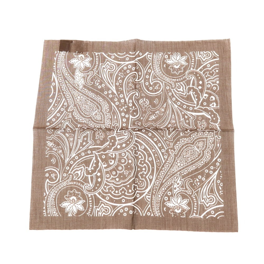 【中古】フランコバッシ FRANCO BASSI コットン ペイズリー柄 ポケットチーフ ブラウンxホワイト【 状態ランクA 】【 メンズ 】