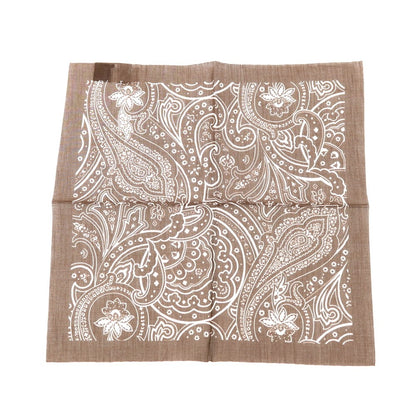 【中古】フランコバッシ FRANCO BASSI コットン ペイズリー柄 ポケットチーフ ブラウンxホワイト【 状態ランクA 】【 メンズ 】