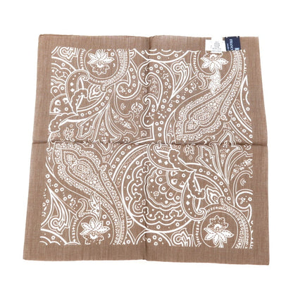 【中古】フランコバッシ FRANCO BASSI コットン ペイズリー柄 ポケットチーフ ブラウンxホワイト【 状態ランクA 】【 メンズ 】