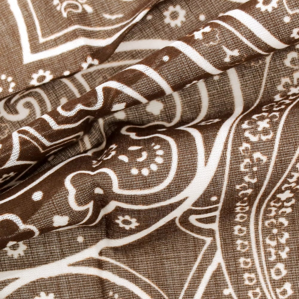 【中古】フランコバッシ FRANCO BASSI コットン ペイズリー柄 ポケットチーフ ブラウンxホワイト【 状態ランクA 】【 メンズ 】