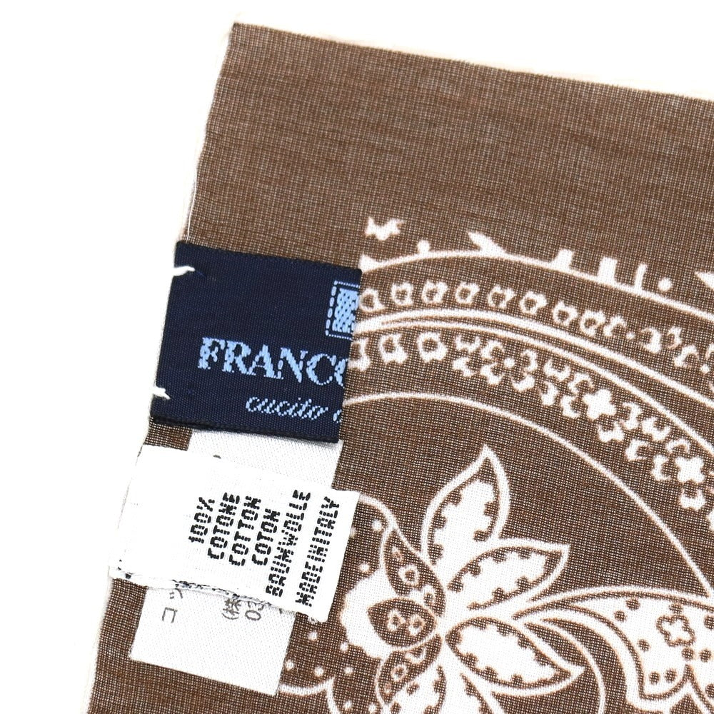 【中古】フランコバッシ FRANCO BASSI コットン ペイズリー柄 ポケットチーフ ブラウンxホワイト【 状態ランクA 】【 メンズ 】