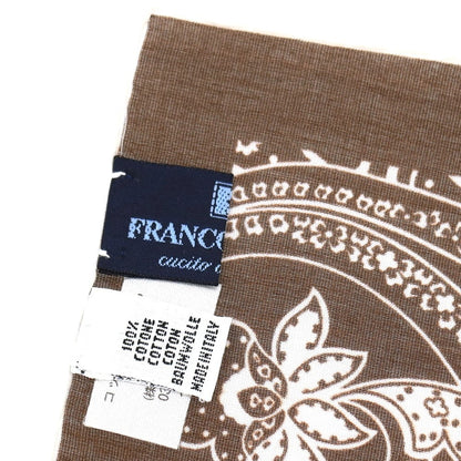 【中古】フランコバッシ FRANCO BASSI コットン ペイズリー柄 ポケットチーフ ブラウンxホワイト【 状態ランクA 】【 メンズ 】