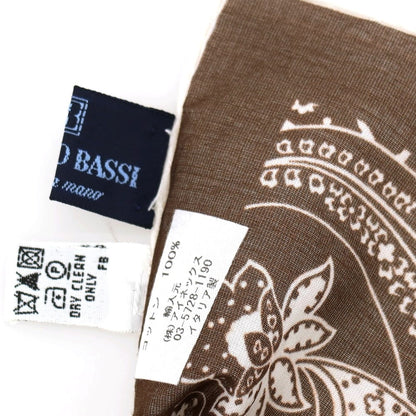 【中古】フランコバッシ FRANCO BASSI コットン ペイズリー柄 ポケットチーフ ブラウンxホワイト【 状態ランクA 】【 メンズ 】