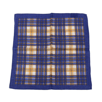 【中古】ルイジ ボレッリ Luigi Borrelli ウール チェック柄 ポケットチーフ ネイビーxブラウン【 状態ランクA 】【 メンズ 】