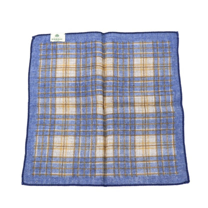 【中古】ルイジ ボレッリ Luigi Borrelli ウール チェック柄 ポケットチーフ ネイビーxブラウン【 状態ランクA 】【 メンズ 】