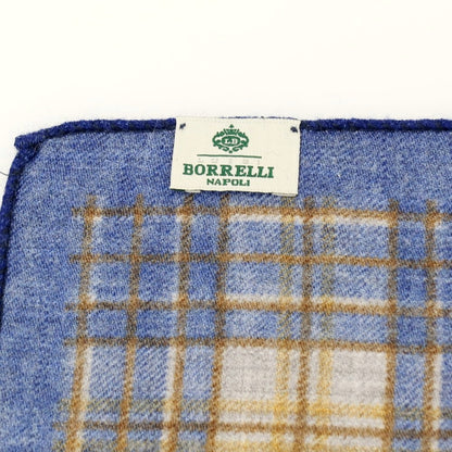 【中古】ルイジ ボレッリ Luigi Borrelli ウール チェック柄 ポケットチーフ ネイビーxブラウン【 状態ランクA 】【 メンズ 】