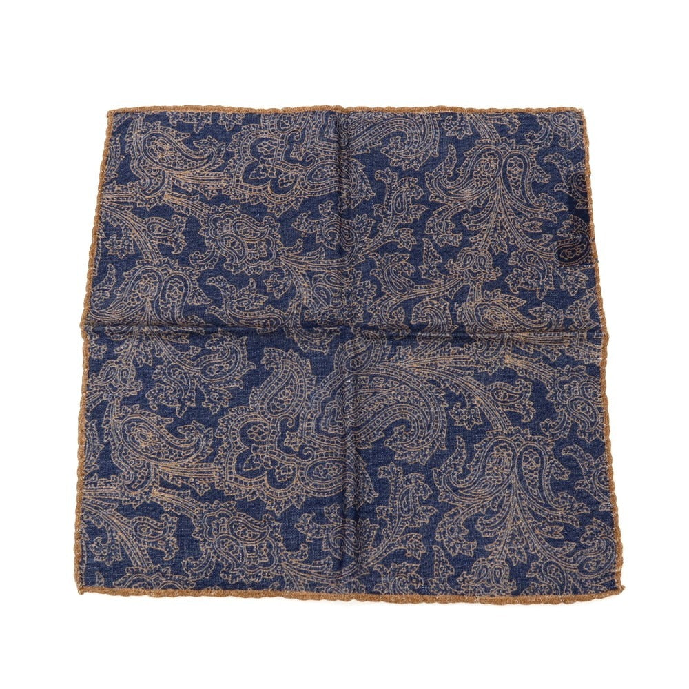 【中古】ブリューワー BREUER ウール ペイズリー柄 ポケットチーフ ネイビーxブラウン【 状態ランクB 】【 メンズ 】