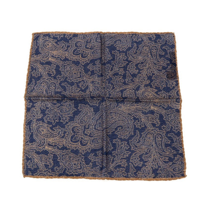 【中古】ブリューワー BREUER ウール ペイズリー柄 ポケットチーフ ネイビーxブラウン【 状態ランクB 】【 メンズ 】