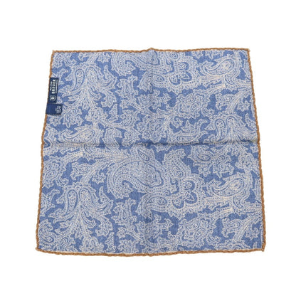 【中古】ブリューワー BREUER ウール ペイズリー柄 ポケットチーフ ネイビーxブラウン【 状態ランクB 】【 メンズ 】
